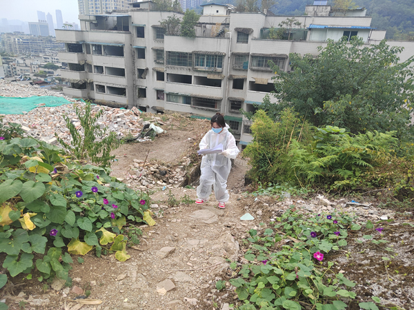 呂學琪正挨家挨戶上門登記信息。受訪者供圖