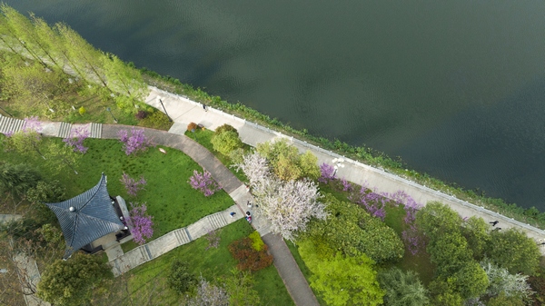 畢節市七星關區倒天河沿線水清景美，吸引眾多市民游客賞景拍照。文杰攝