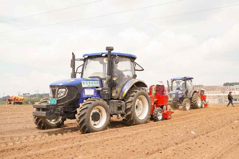3月31日，在威寧自治縣觀風海鎮全程機械化馬鈴薯種薯擴繁基地，農機在耕種馬鈴薯。趙慶能攝