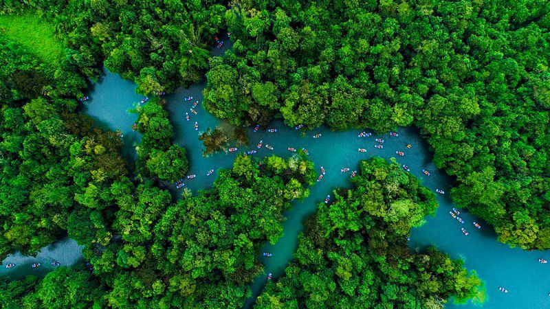 荔波縣小七孔鴛鴦湖航拍。蒙莎莎供圖