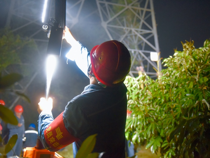 抗災復電黨旗飄。