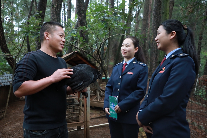 近日，普安縣稅務局“助農服務隊”到普安縣金農生態產業發展有限公司了解產業發展情況，提供稅費輔導。劉蘇慶 攝