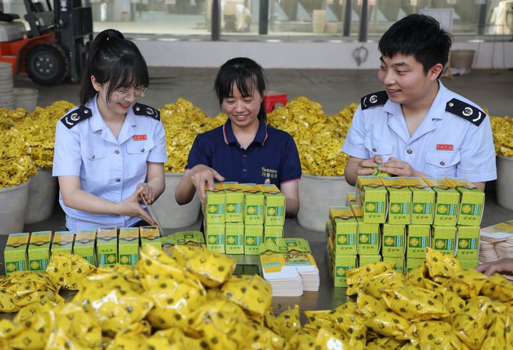 近日，普安縣稅務局青年志愿者到貴州習普生物科技有限公司開展稅費宣傳，現場進行涉稅疑難問題輔導。呂青黛攝