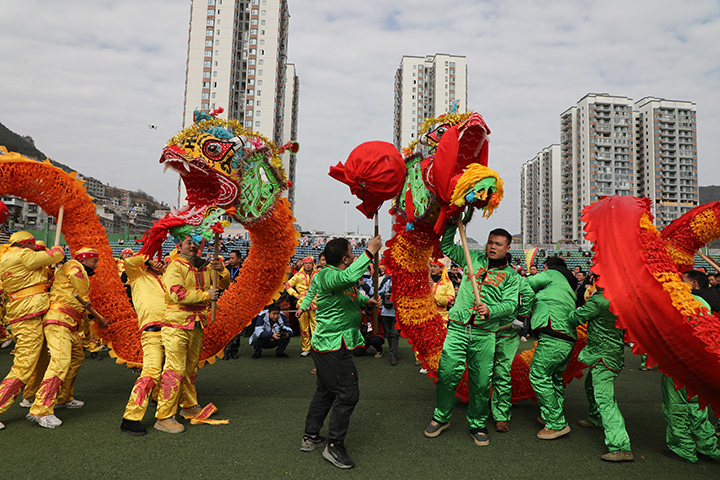 貴州石阡仡佬毛龍節現場。