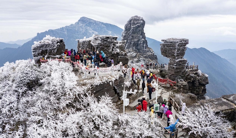3月16日，在貴州省梵凈山拍攝的雪景。(無人機照片) 葉順強攝
