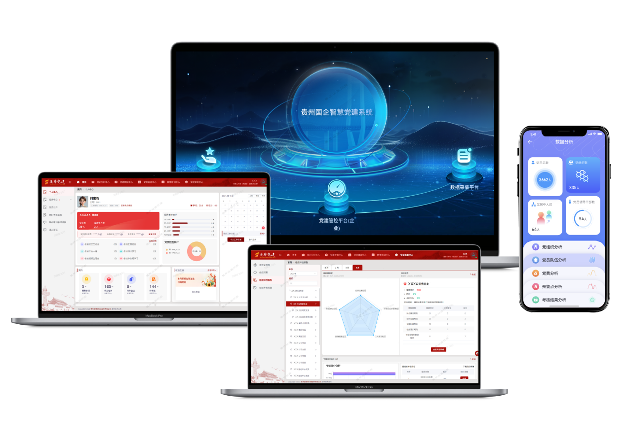 “貴州國企智慧黨建”系統不同端口界面展示。貴州高速集團供圖