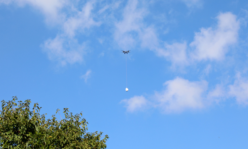 無人機助力方竹筍出山。陳桂良攝