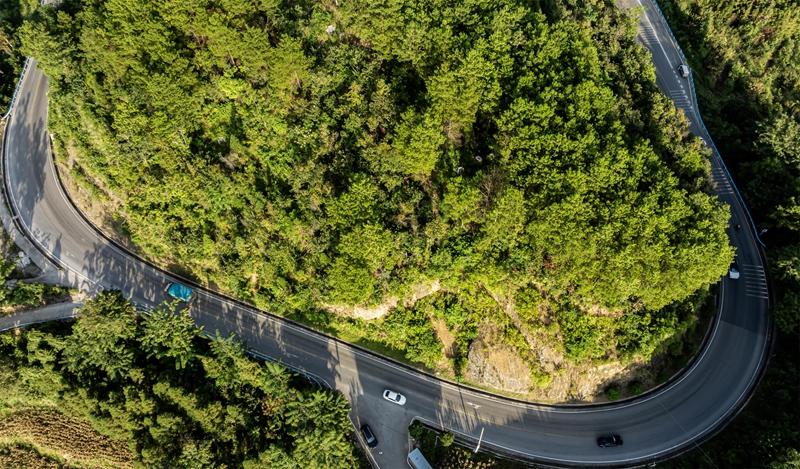 2025年9月18日,車輛在貴州省黔南布依族苗族自治州羅甸縣龍坪鎮境內的公路上行駛。