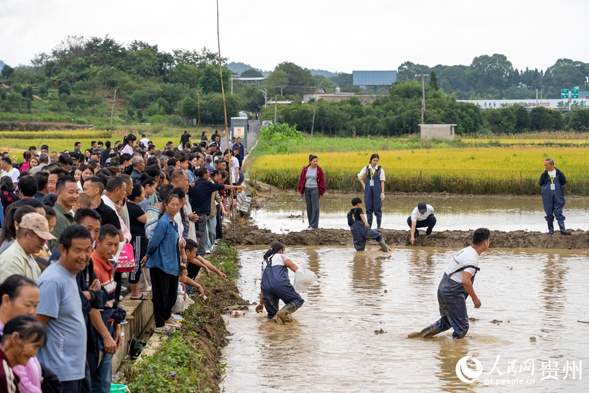 摸魚抓鴨子比賽現場。人民網記者 涂敏攝