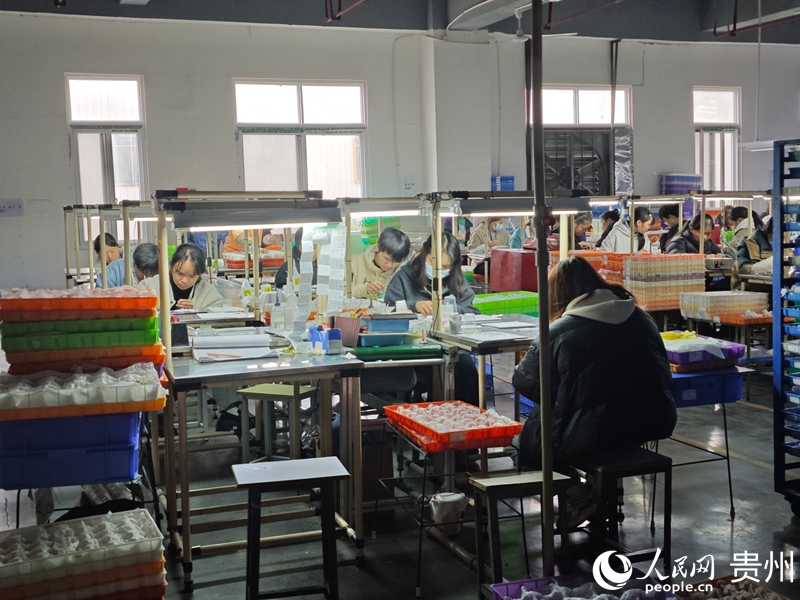 畢節明月工藝美術有限公司生產車間一角。人民網 黃小桃攝