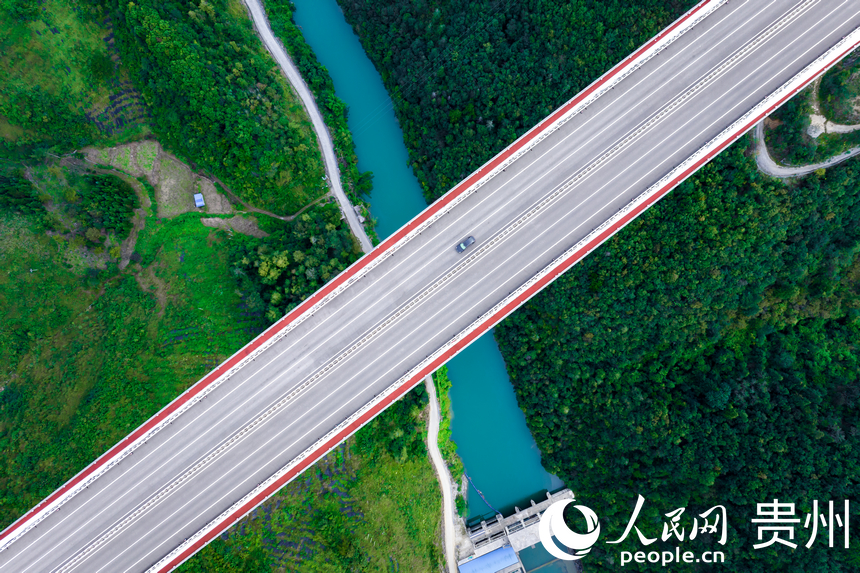 車輛在平塘特大橋上行駛。人民網記者 涂敏攝