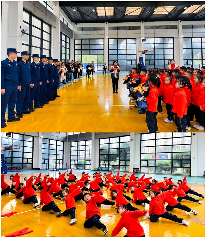 孩子表演《英雄夢》舞蹈，向消防員獻花致敬。.jpg